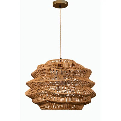 Sojitra 1 - Light Natural Rattan Pendant Light Modern handmade Unique Brown Shade in Brass Finish Costal Decor | Wayfair North America