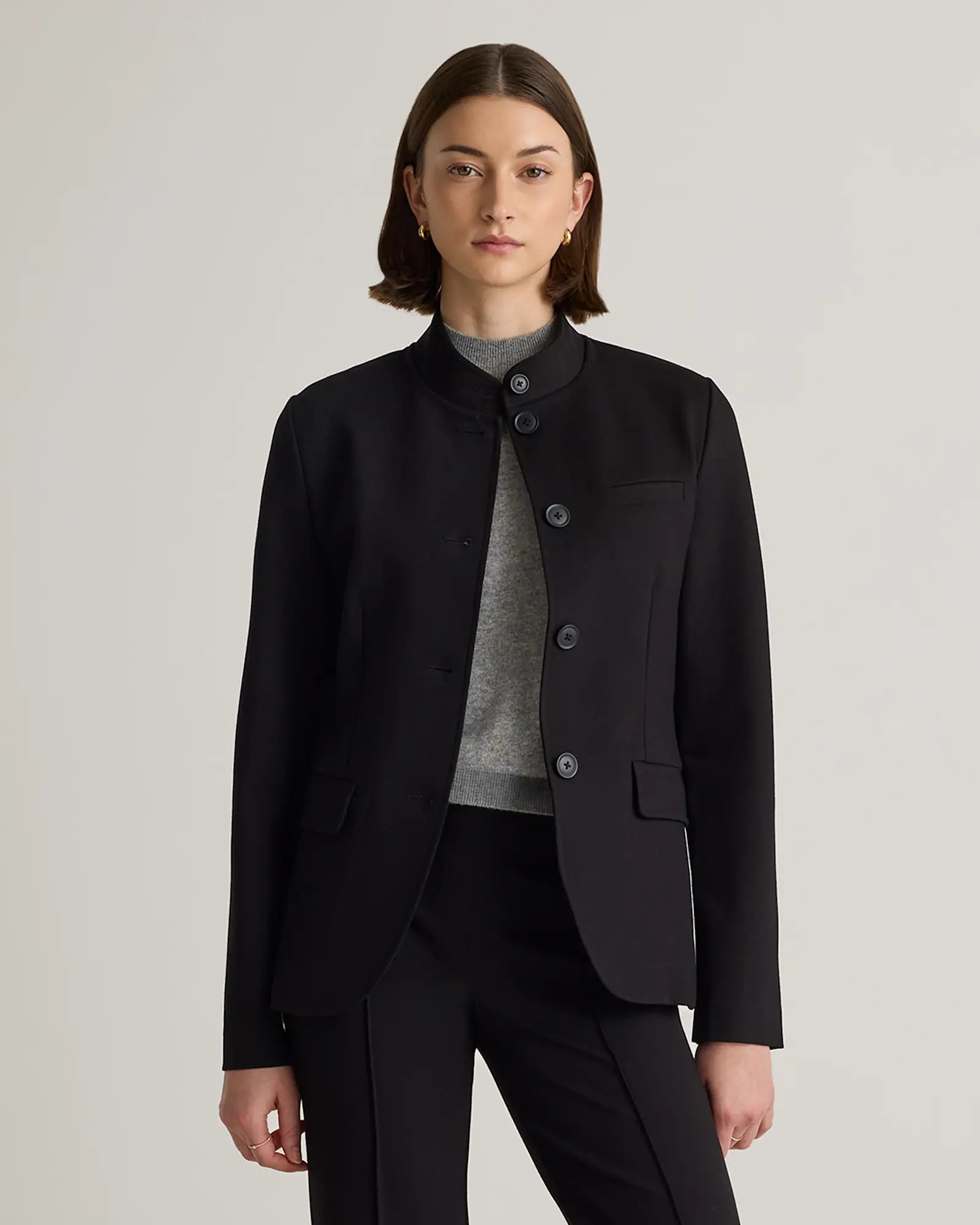 Ultra-Stretch Ponte Stand Collar Blazer | Quince