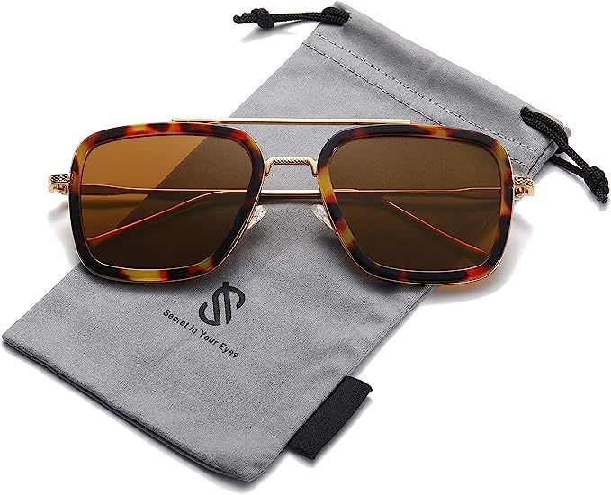 SOJOS Retro Square Polarized Sunglasses for Men Women Goggle Classic Alloy Frame HERO SJ1126 | Amazon (US)