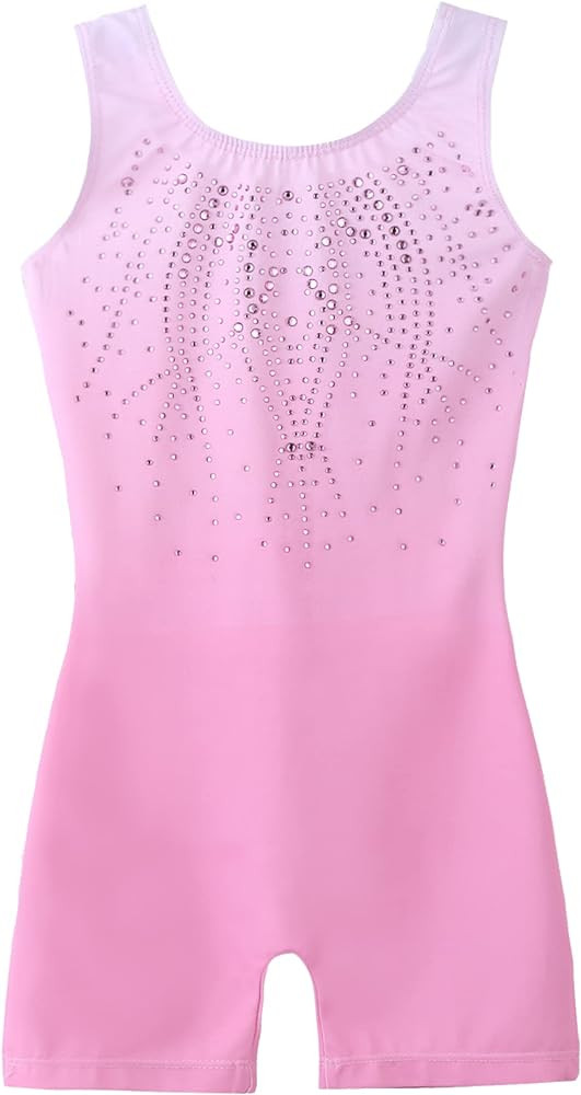 Arshiner Leotards for Girls Gymnastics with Shorts Color Gradient Shiny Diamond Kids Biketard | Amazon (US)