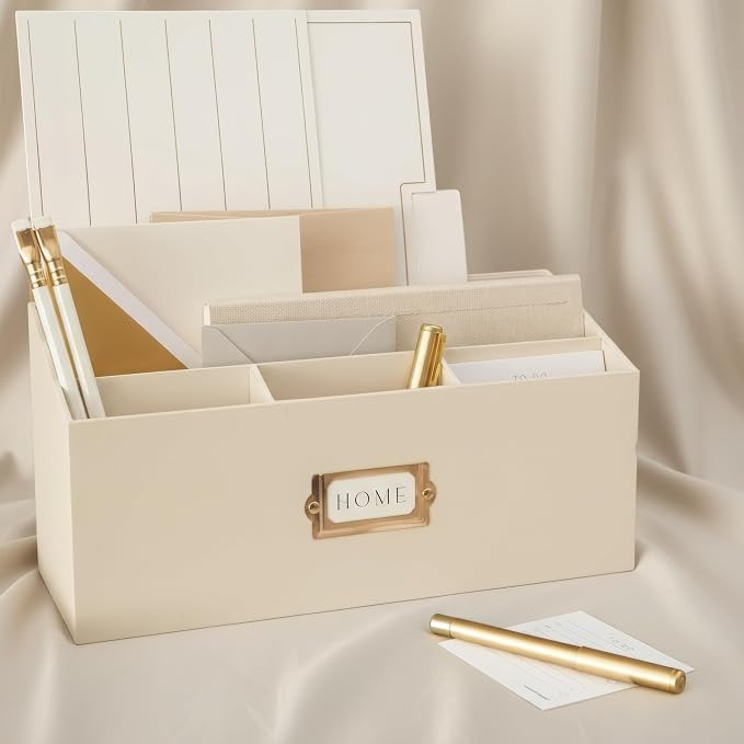 KIBAGA Stylish Linen Mail Organizer for Your Countertop – Easily Organizes Pens, Mail & More in... | Amazon (US)