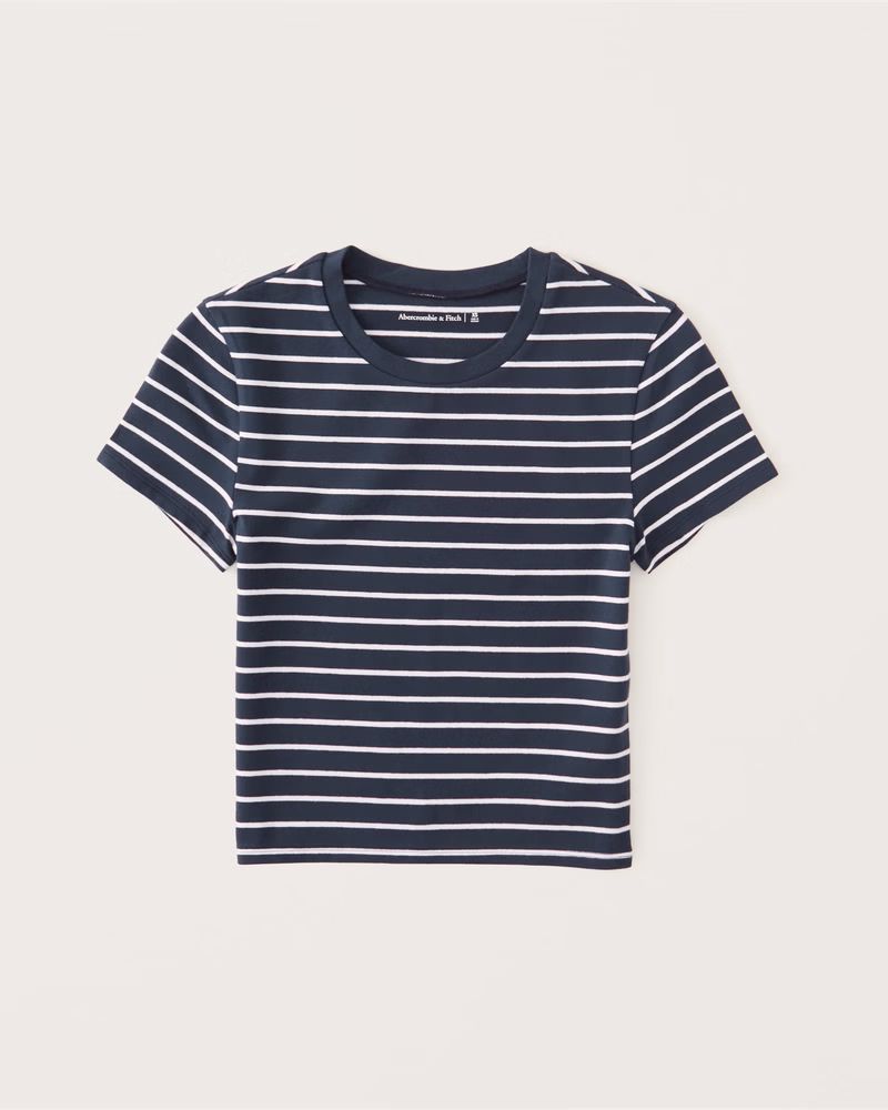 Striped Cotton Seamless Fabric Tee | Abercrombie & Fitch (US)