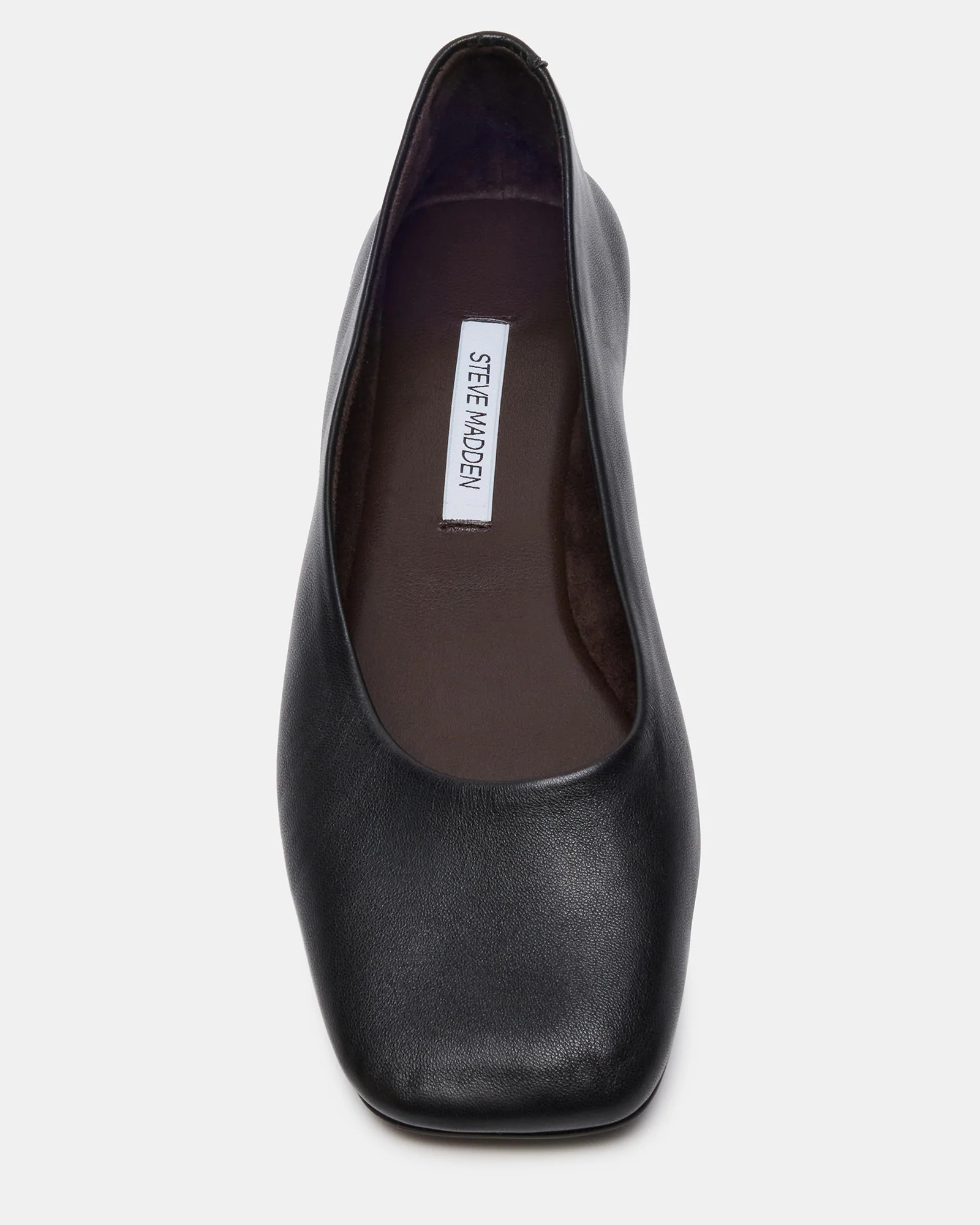 NURTURE Black Leather Square-Toe Ballet Women's Flat | Steve Madden (US)