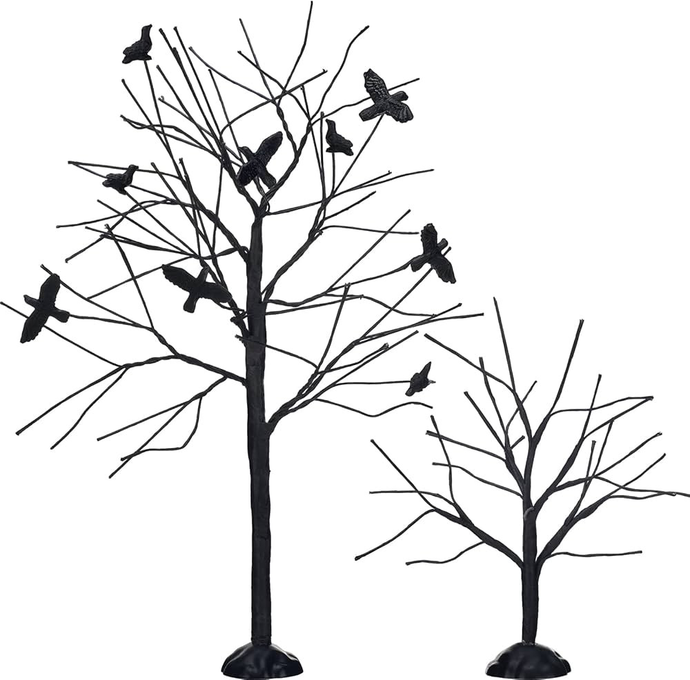 2 Pieces Halloween Accessories for Village Collections Crows Tree Figurine Tree Halloween Decorat... | Amazon (US)