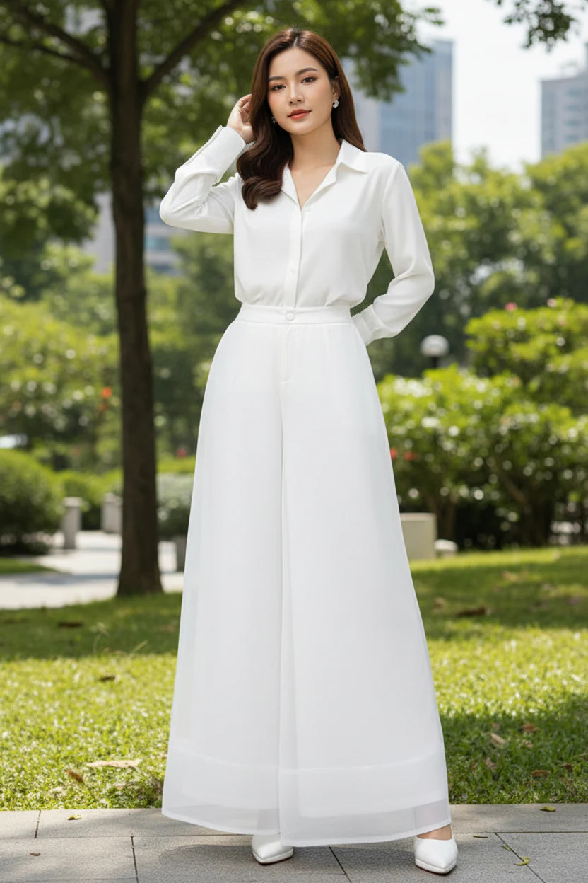 Isaiah Tulle Cropped Wide Leg Pants - White | Benaar La