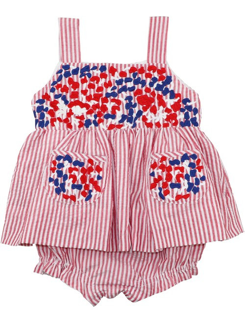 Red Seersucker Fiesta Diaper Set | Cecil and Lou