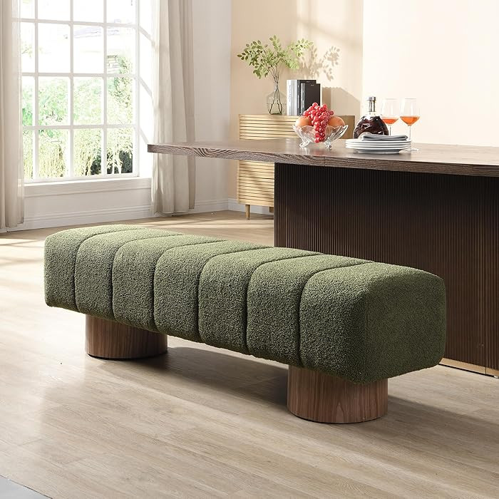 Christopher Knight Home Manila 64" Boucle Dining Bench, Upholstered Ottoman Bench, Rectangular Di... | Amazon (US)