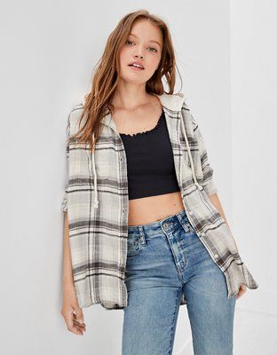 AE Oversized Hoodie Flannel | American Eagle Outfitters (US & CA)