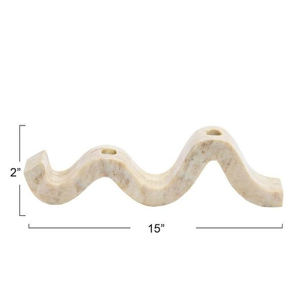 Modern Marble and Brass Wave Double Taper Holder - 14.5"L x 4.0"W x 2.0"H | Bed Bath & Beyond