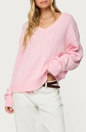 Polly V-Neck Cable Sweater | Nordstrom