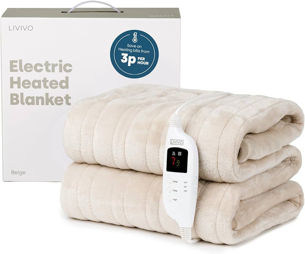 LIVIVO Electric Heated Throw Blanket, Machine Washable Ultra Soft Fleece Overblanket 160 x 120cm ... | Amazon (UK)