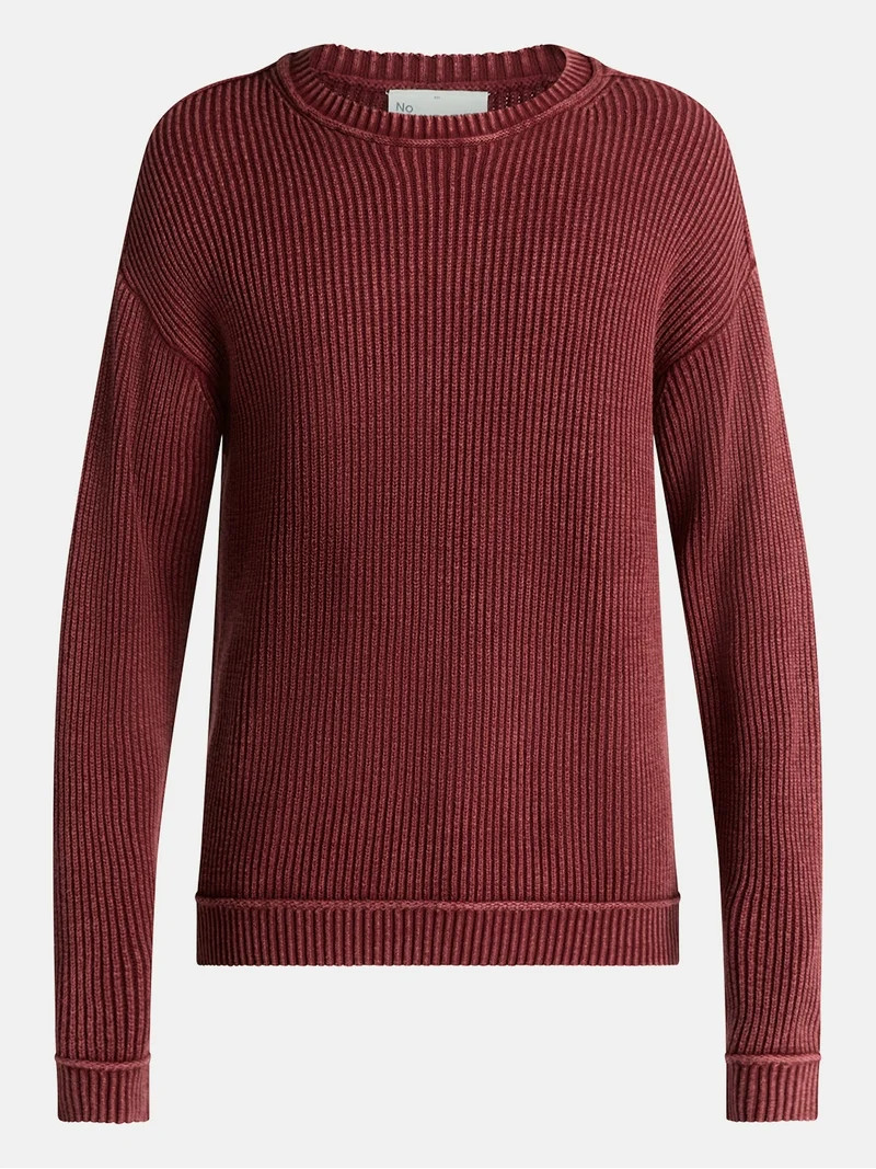No Boundaries Ribbed Crewneck Sweater with Long Sleeves, Men's | Walmart (US)