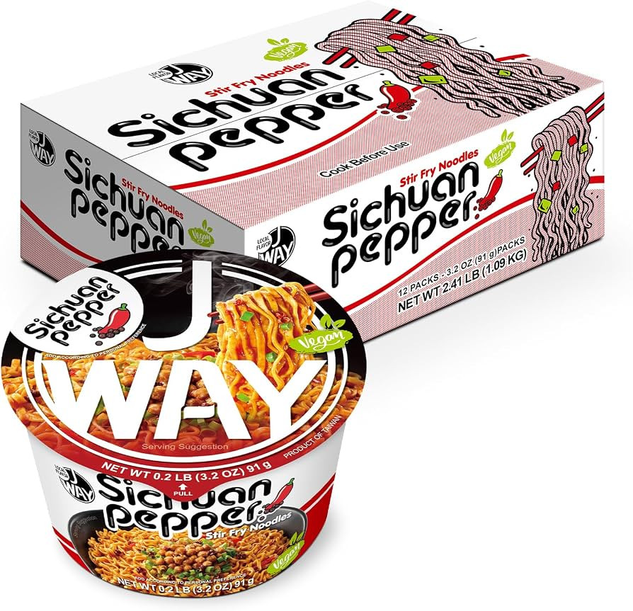 JWAY Sichuan Pepper Stir Fry Noodles, Deep-fried Instant Ramen with Chili Oil, Spicy Dry Tossed N... | Amazon (US)