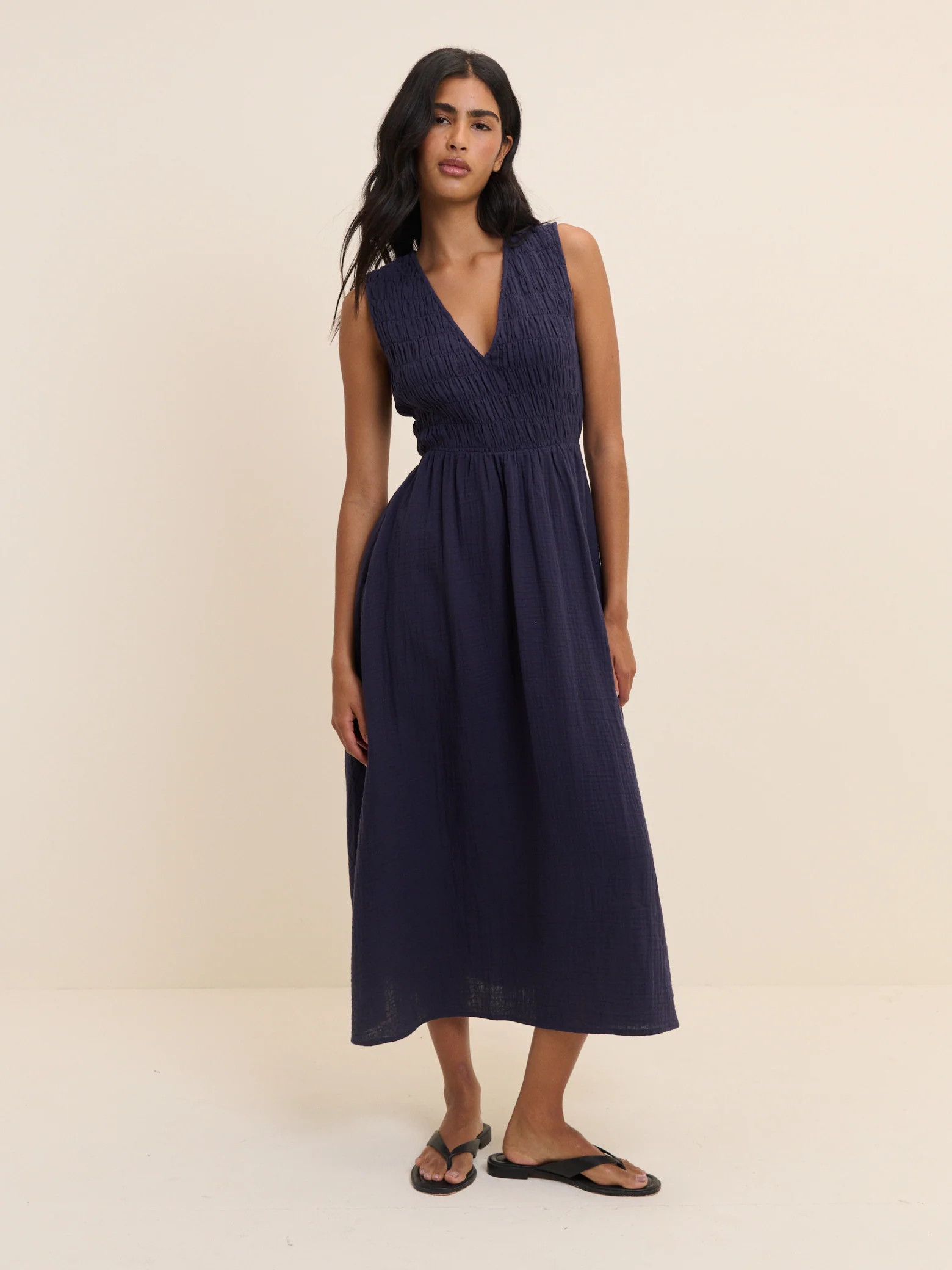 Navy Sleeveless Audrey Midi Dress | Nobody's Child