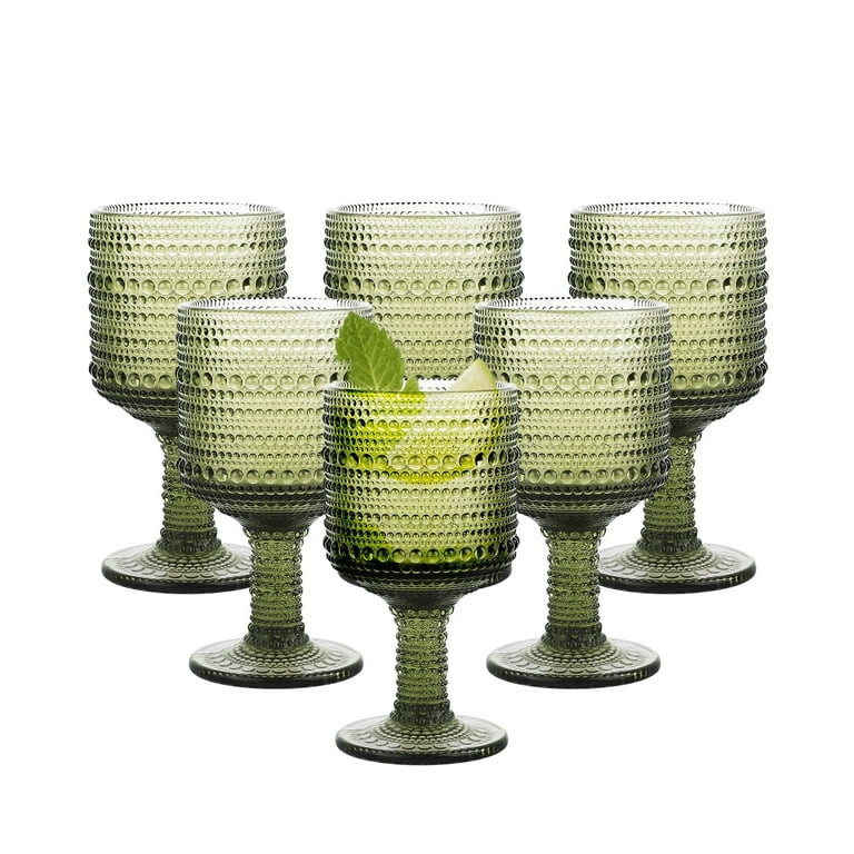 Elegant Handmade Vintage Green Wine Glasses Set of 6, Dishwasher Safe, Comfortable Grip - Genuine... | Walmart (US)