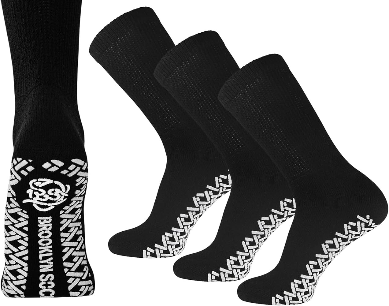 Non-Skid Cotton Diabetic Neuropathy Crew Socks, Non-Binding Traction Control Multipack | Amazon (US)