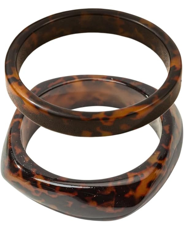1/2Pcs Set Leopard Print Resin Chunky Tortoiseshell Wide Thick Bracelet Bangle Geometric Wide-fac... | Amazon (US)