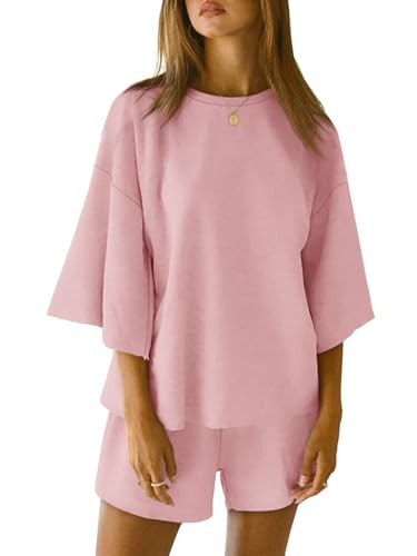 Tankaneo Womens 2 Piece Pajama Sets Oversized Tops Loose Shorts Lounge Sets | Amazon (US)
