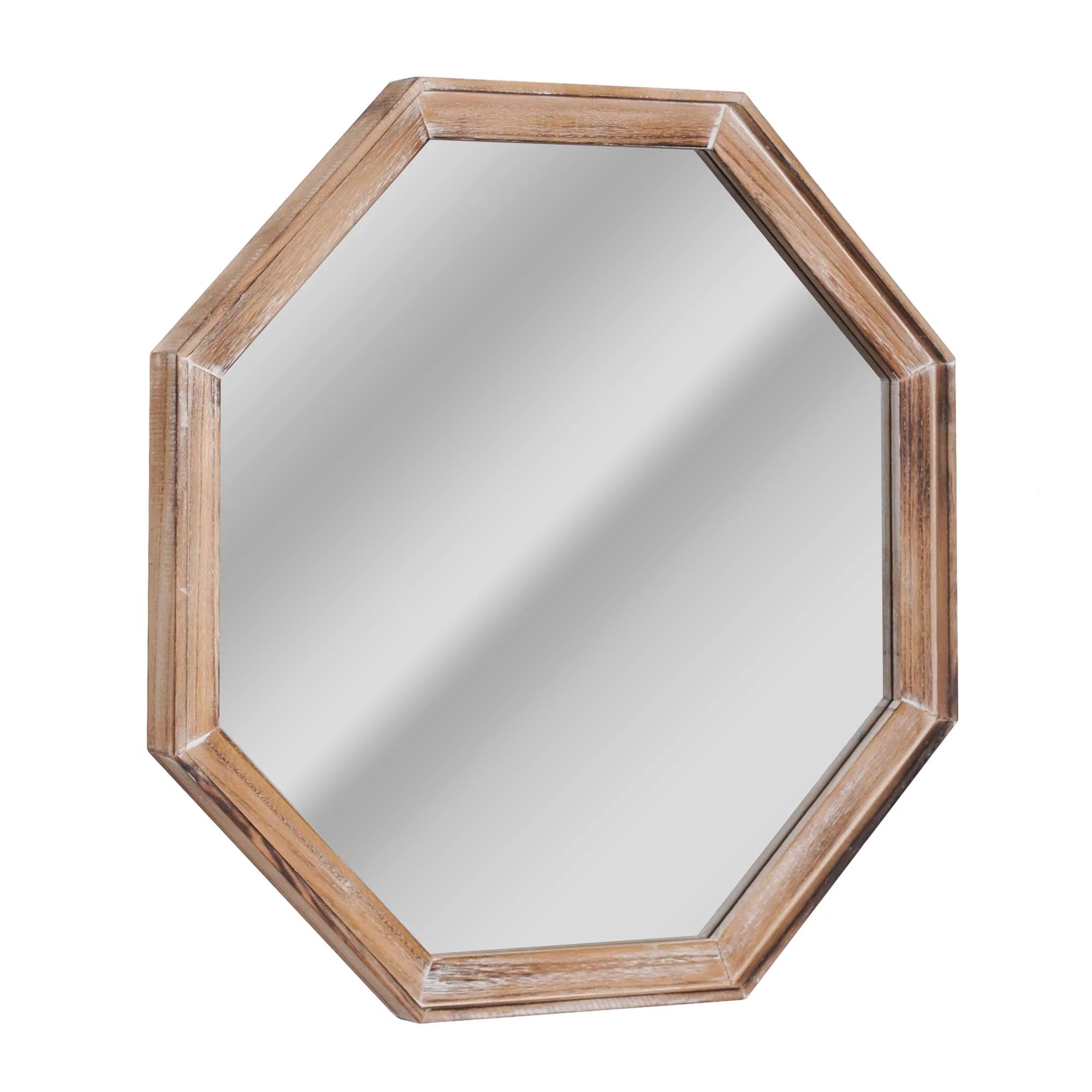 Rustic Farmhouse Wood Framed Octagon Geometric Decorative Vanity Accent Wall Mounted Mirror - 25"... | Walmart (US)