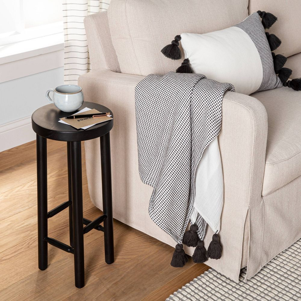 Hearth & Hand Magnolia Furniture Wood Accent Table Round Natural Black  | eBay | eBay US