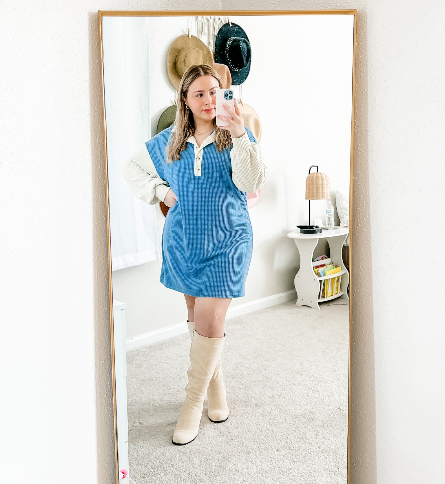 This dress is one of my favorite purchases, it’s so simple but it looks so cute. This exact color is sold out, but they have it in green and brown. I own it in green as well. These are my favorite boots they are super comfy!!! Ordered everything in my regular size 

#LTKstyletip #LTKcurves #LTKFind