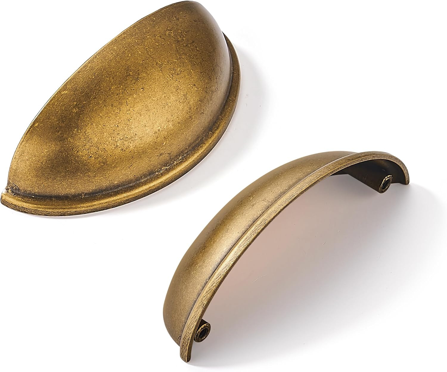 10 Pack 3" Antique Brass Drawer Pulls Cabinet Cup Pulls Vintage Kitchen Hardware Cabinet Handles Drawer Handles Knobs 3 inch Hole Center | Amazon (US)