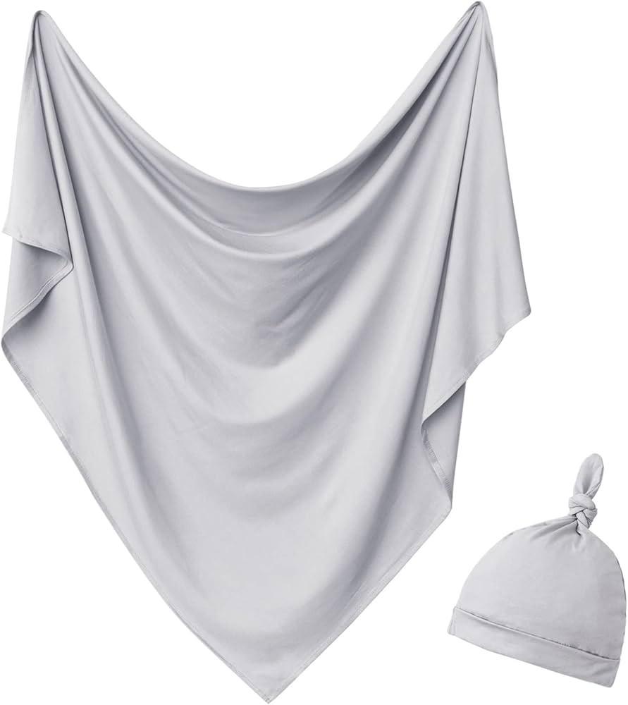 OWLOWLA Newborn Swaddle Set Stretch Wrap Swaddle Receiving Blanket for Baby Boy Girl(Gray) | Amazon (US)