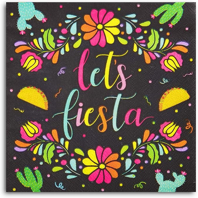 Let's Fiesta, Final Fiesta Bachelorette Party Paper Napkins for Cinco de Mayo (6.5 In, 100 Pack) | Amazon (US)