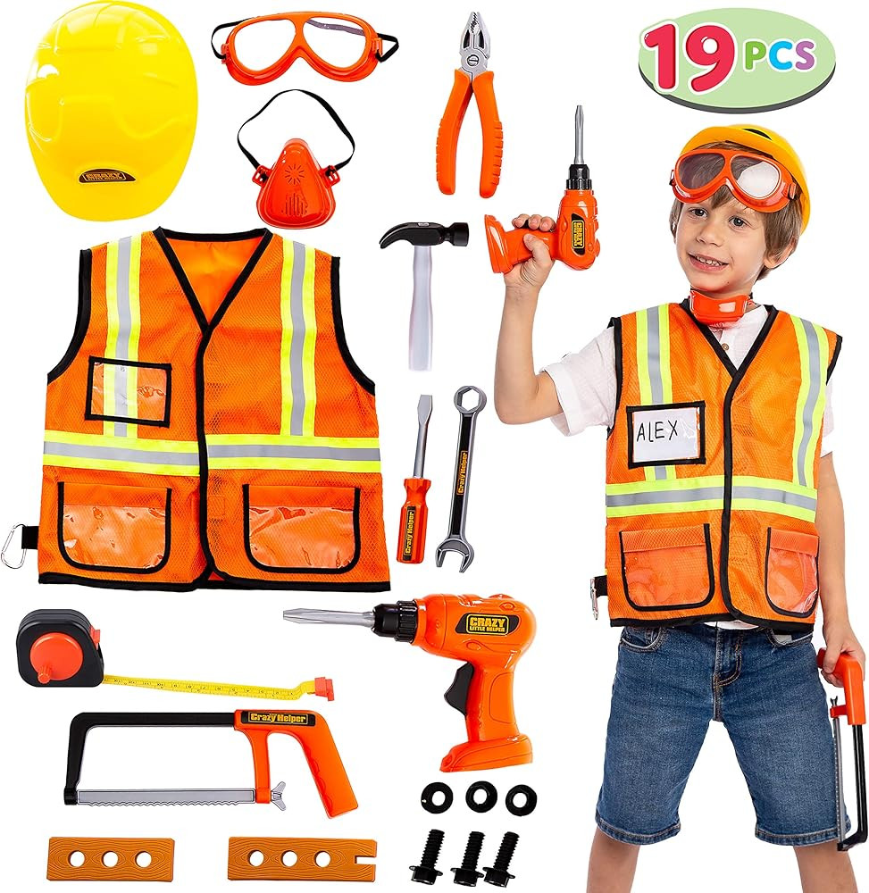 JOYIN Construction Worker Costume Role Play Tool Toys Set for 3-6 Years Old Kids, Great Education... | Amazon (US)