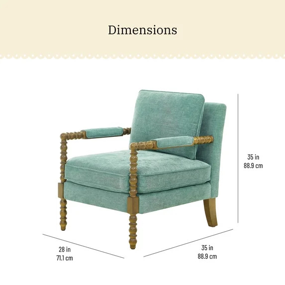 Pioneer Woman Harper Spindle Accent Chair, Jade Fabric Upholstery | Walmart (US)