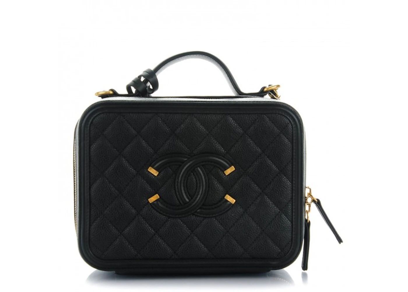 Chanel Filigree Vanity Case Quilted Caviar Gold-tone Medium Black | StockX