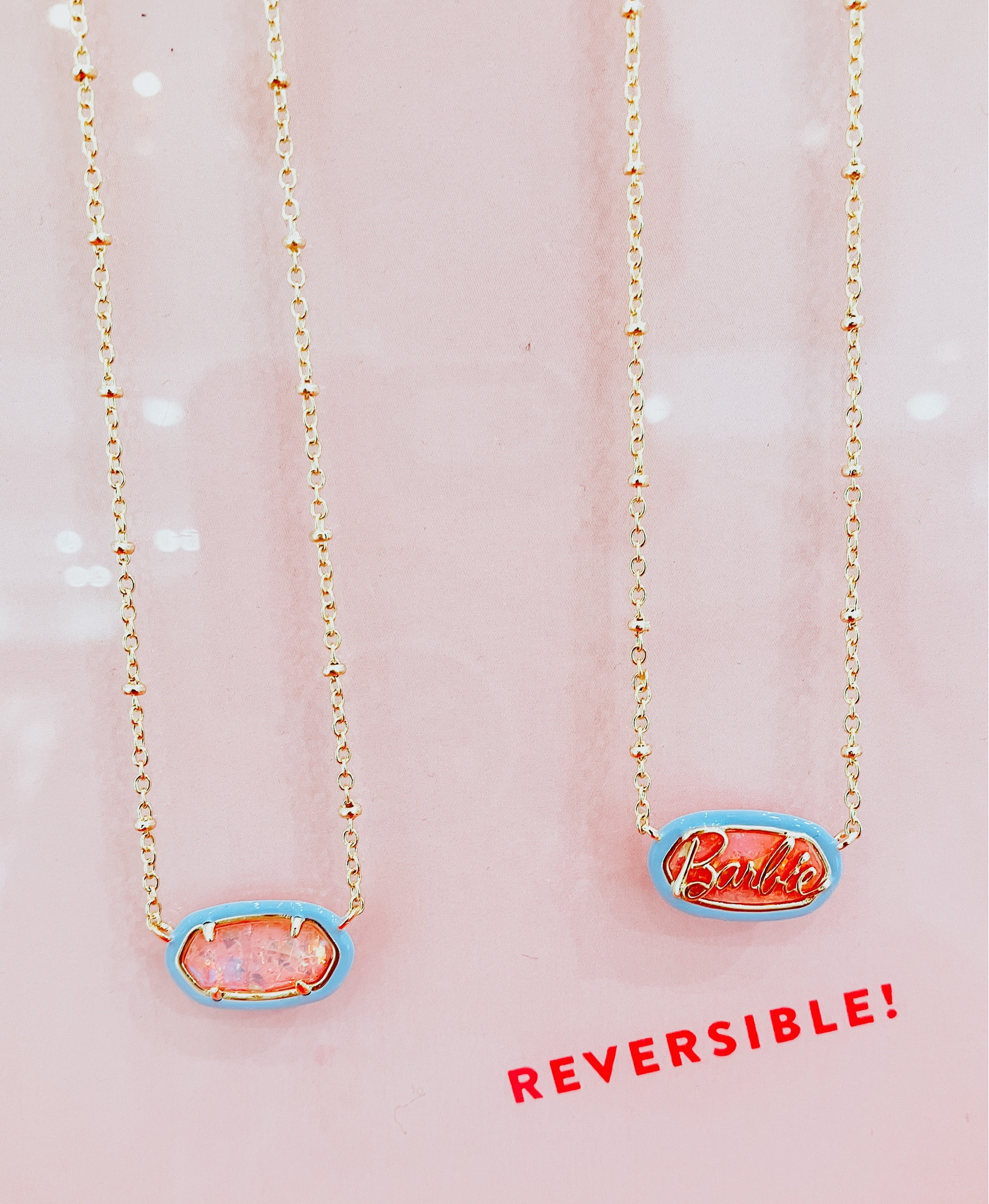 Barbie, Kendra Scott necklace, pink, Barbie movie, obsessed!! Literally LOVEEE this reversible Barbie collection necklace by Kendra Scott 💖💕💞💓💐🌺💘🌷🎀💄👙👛🦩🩰

#LTKSeasonal #LTKstyletip #LTKFind