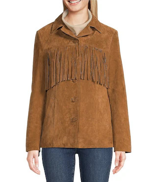 Scully Suede Leather Fringe Button Front Jacket - XS | Dillard's