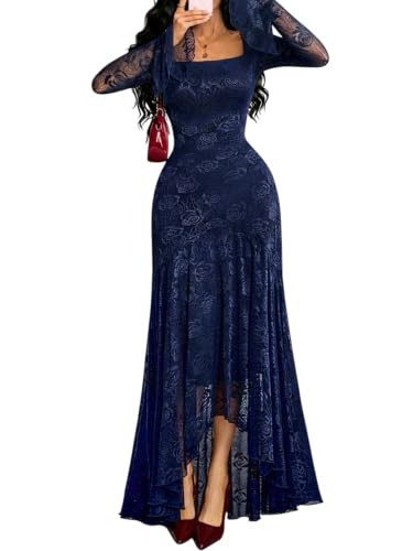 GothDark Fall Wedding Guest Dresses for Women Navy Blue Small Fit US Size 4 | Amazon (US)