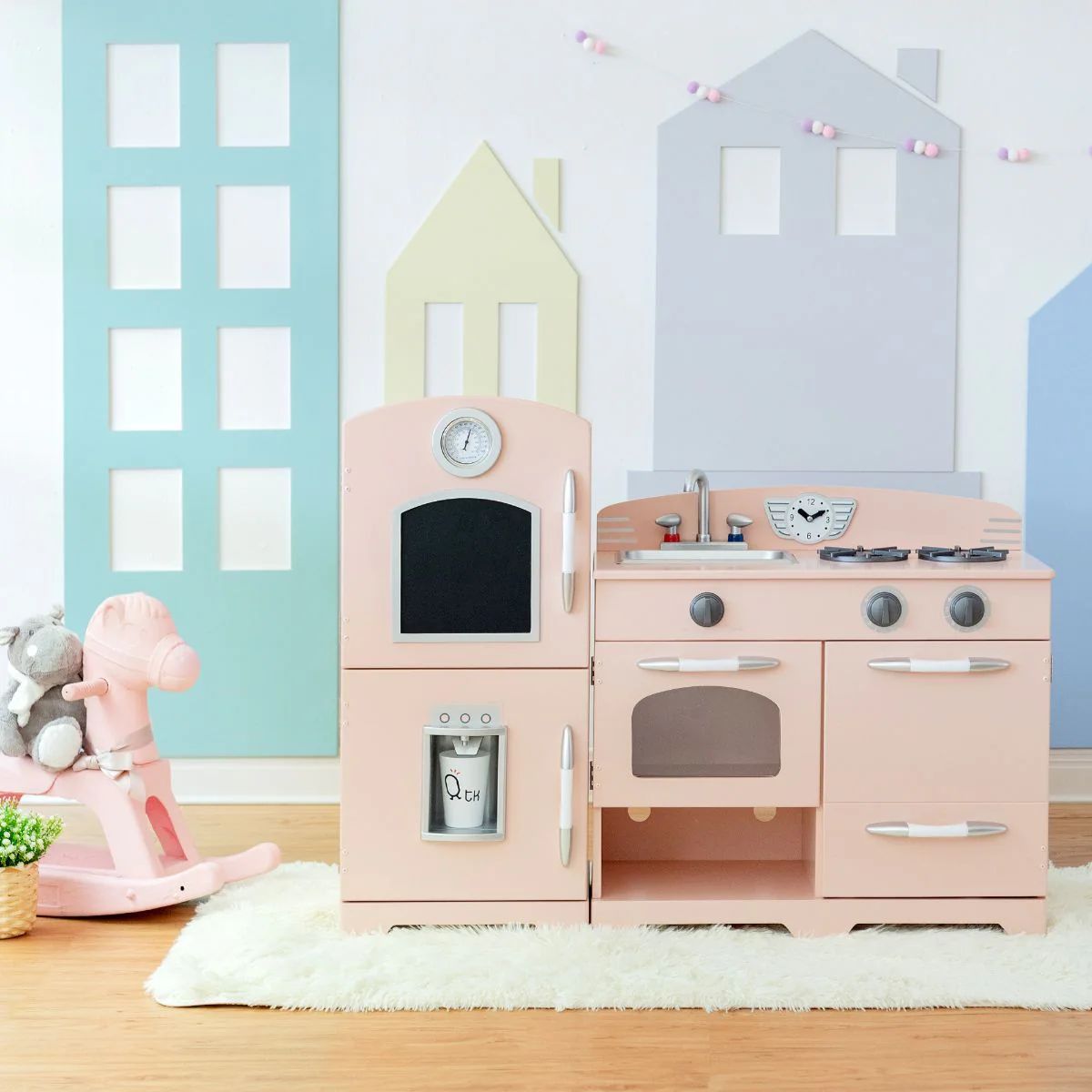 Teamson Kids - Little Chef Fairfield Retro Play Kitchen - Pink | Bohemian Mama