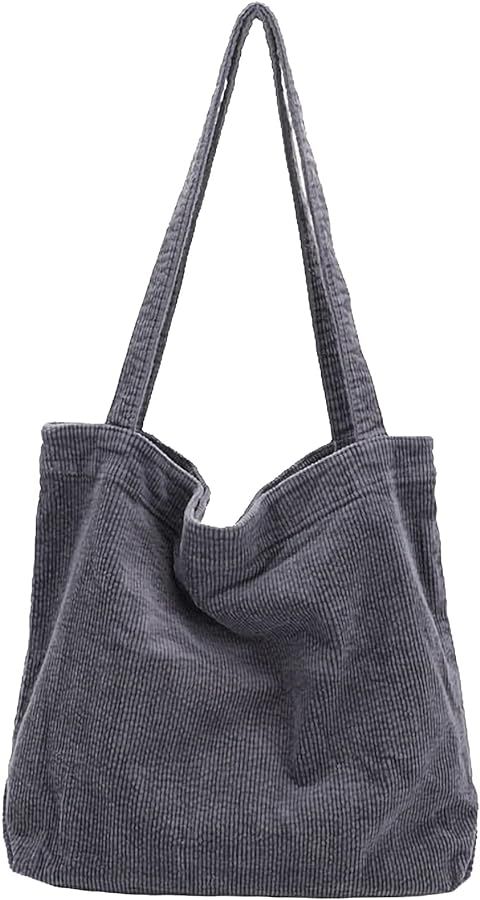 ALUWU Corduroy Tote Bag for Women Canvas Shoulder Handbags Cute Large Purse | Amazon (US)