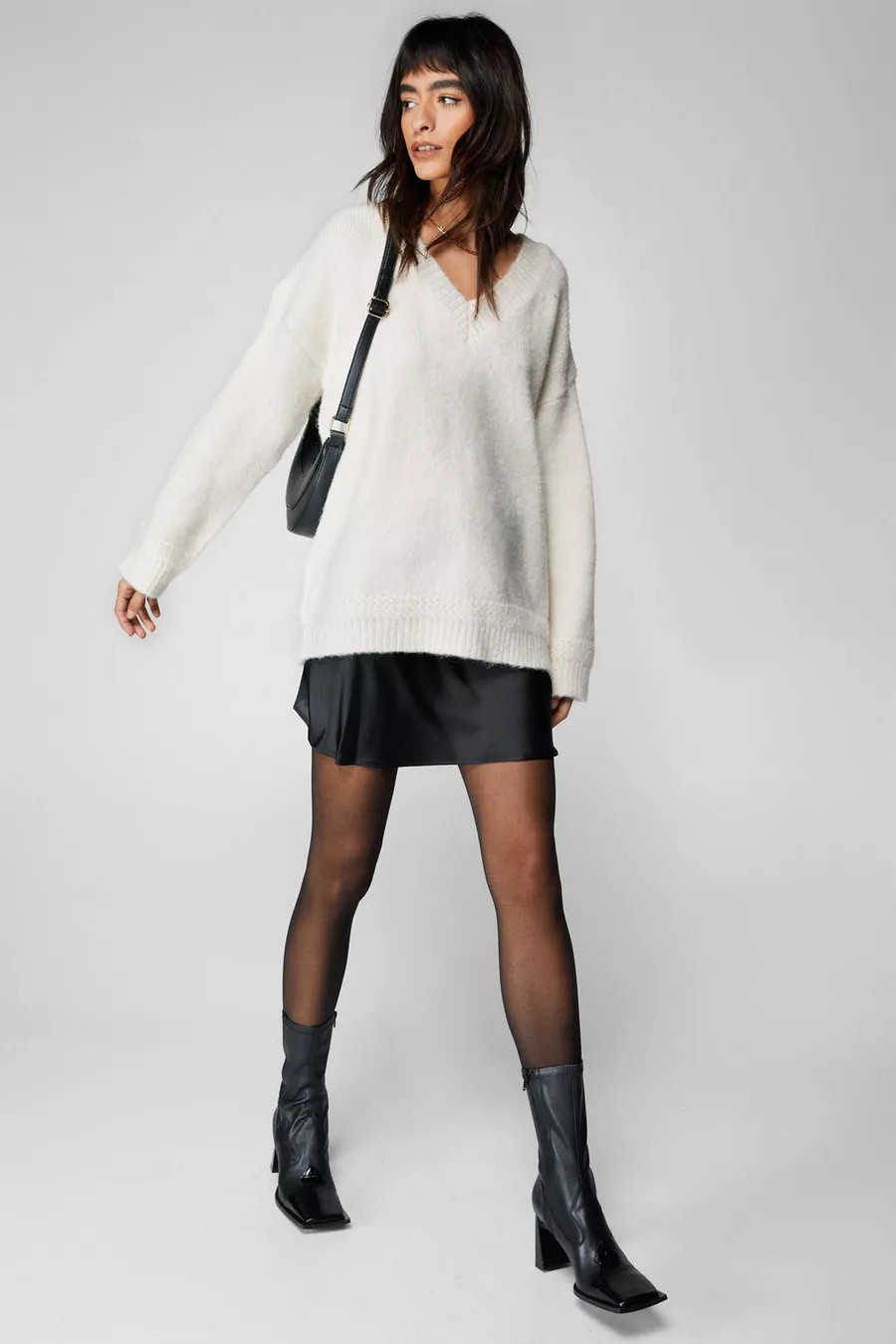 Deep V Neck Oversized Knit Jumper | Nasty Gal US