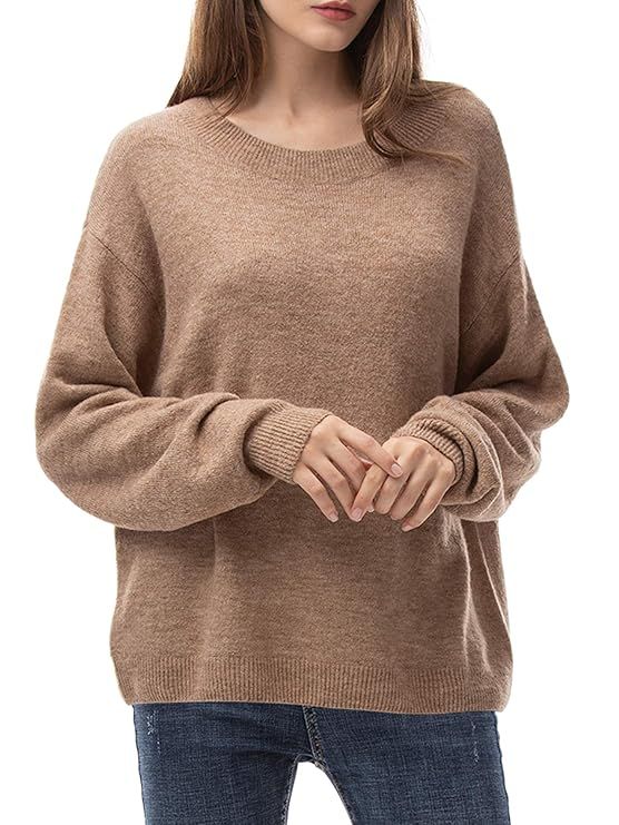 Woolen Bloom Women's Loose Sweaters Pullover Oversized Lightweight Knit Sweater for Women Long Sl... | Amazon (US)