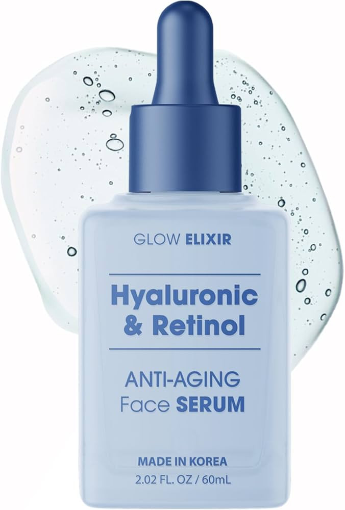 Glow Elixir Suero facial hialurónico y retinol, probado por dermatólogos, antienvejecimiento, c... | Amazon (US)