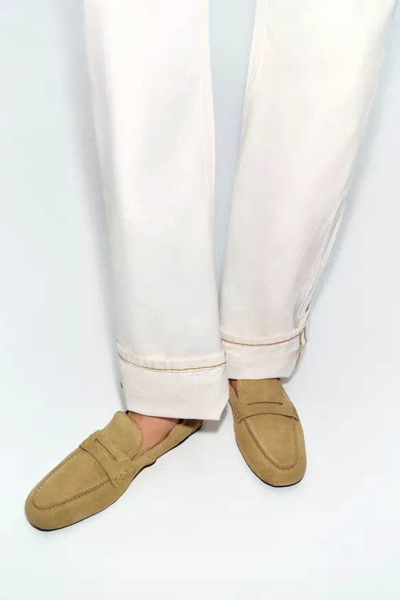 GATHERED SPLIT LEATHER LOAFERS | Zara US