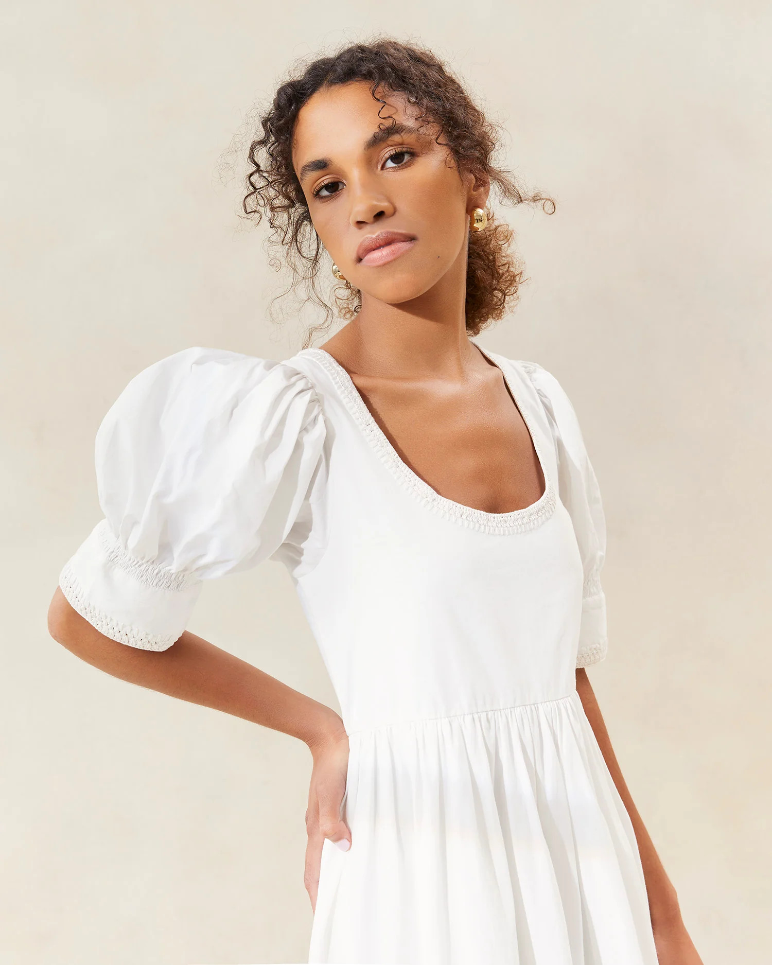 Gillian Milk Puff-Sleeve Tiered Dress | Loeffler Randall