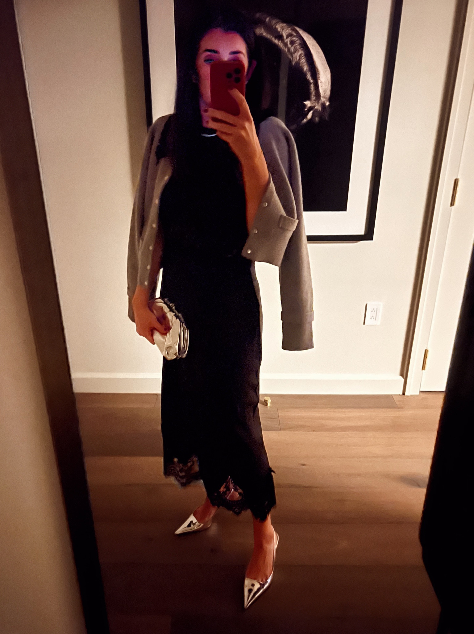 Black silk/lace dress under $350
Wearing size 4 runs slightly big

#LTKwedding #LTKstyletip #LTKHoliday