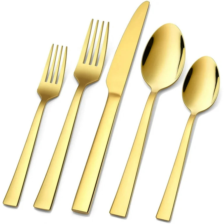 20-Piece Gold Silverware Set, Vesteel Stainless Steel Flatware Set Service for 4, Cutlery Eating ... | Walmart (US)