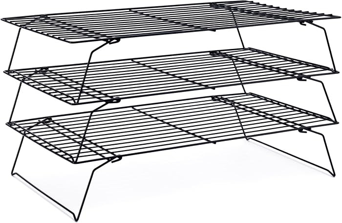 Cooling Rack for Baking 3 Tiers, 16" x 10" Cookie Cooling Wire Rack Stackable Collapsible Nonstic... | Amazon (US)