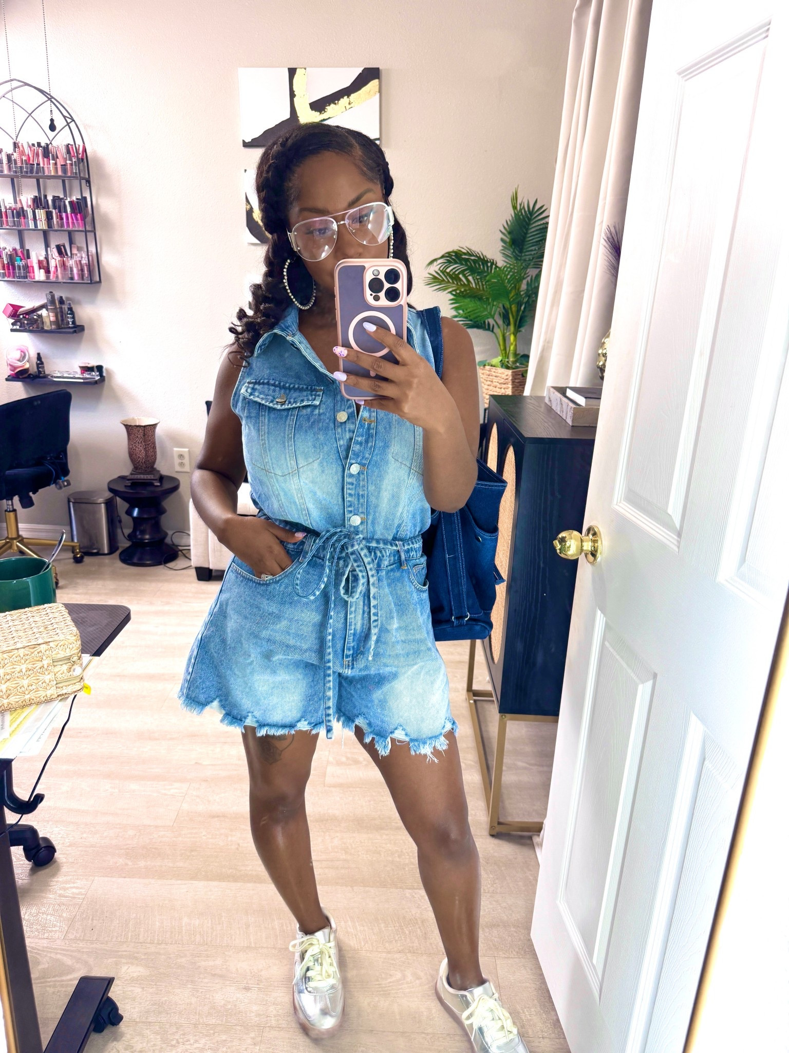 I love a casual and cute throw it on outfit! This denim romper is everything!

#LTKPetite #LTKmomlife #LTKootd
