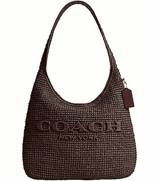 COACH Brooklyn 34 Straw Shoulder Bag - Maple | Dillard's