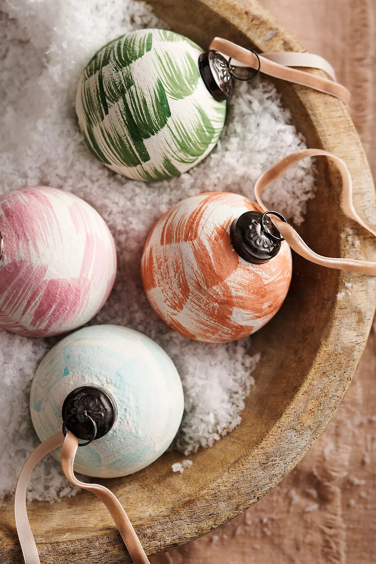 Brush Strokes Glass Globe Ornaments, Set of 4 | Anthropologie (US)