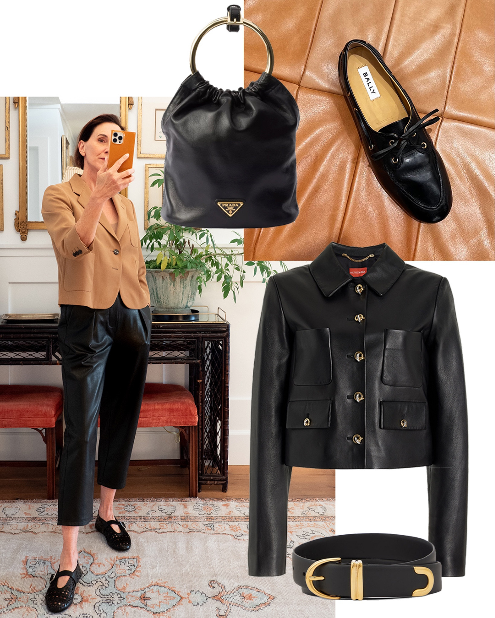 I’m always reminding myself I don’t need to buy any more black pieces, but when I see something new that would actually update my looks, I’ll reconsider. These  four pieces are in that category. 

After saving them to a mood board, it immediately became apparent that I’m into black with gold hardware. From the subtle rivets on Bally’s mocassin loafer to the bold tip on a Khaite belt (also in ivory – beautiful!), I like the bit of flash. 

I guess you could also point out that my focus here is on leather. I love a leather jacket that mimics a silhouette I reach for often in a tailored fabric. It’s easy to imagine the styling options since I already have it down. Here, my favorite is a cropped, smart option from Altuzarra. Reminds me of the Nili Lotan jackets I wear a lot. Plus those knot buttons are super chic. A little extra gold on a black bag looks modern too. The ring detail (and detachable chain) on Prada’s pouch hits all the right marks.

LEATHER JACKET IS CURRENTLY 25% OFF at SAKS FIFTH AVENUE…linked below .

#LTKStyleTip #LTKSeasonal #LTKSaleAlert