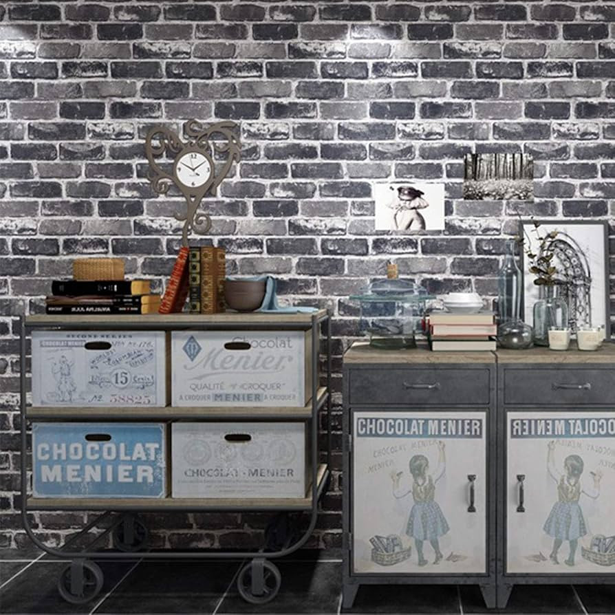 Peel and Stick Wallpaper, Grey Brick Wallpaper for Home Decoration, Wallpaper Stick and Peel Back... | Amazon (US)