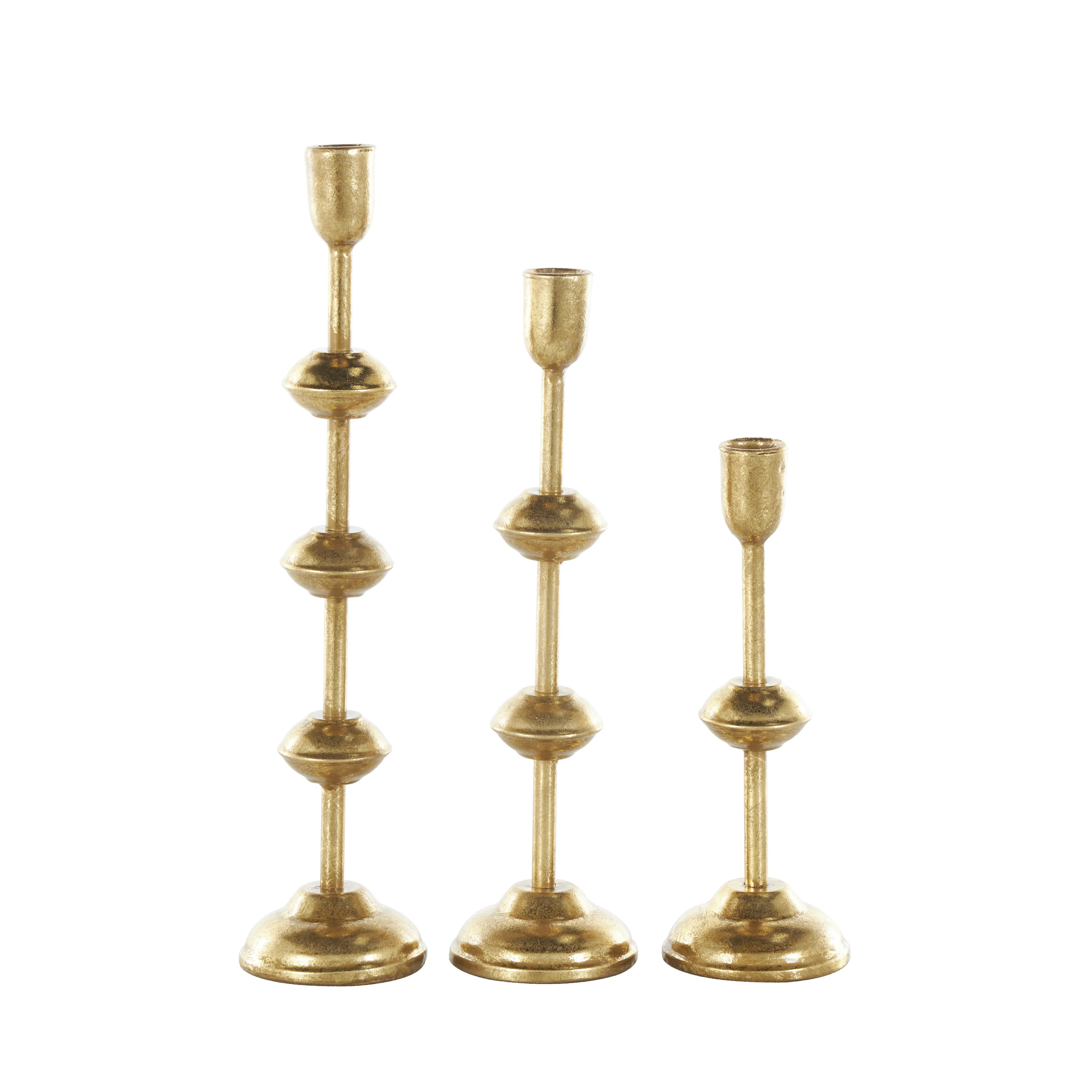 Metal Slim Decorative Gold Candle Holder with Floating Spheres Set | Wayfair North America